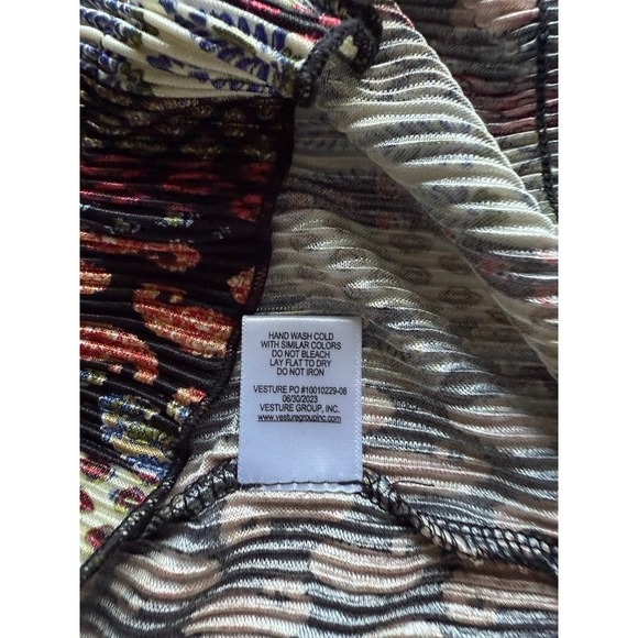 Chenault Top Women Size XL Multicolor Print Pleated Long Sleeve Pullover Stretch - Picture 13 of 14